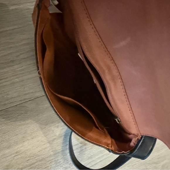 Women’s Two-Tone Saddle Crossbody Bag in Brown, Cream & Black - Picture 5 of 5